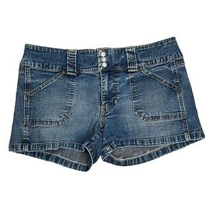 Old Navy Y2K Denim Shorts 6 Ultra Low Rise Stretch Blue Jean Vintage Flap Pocket